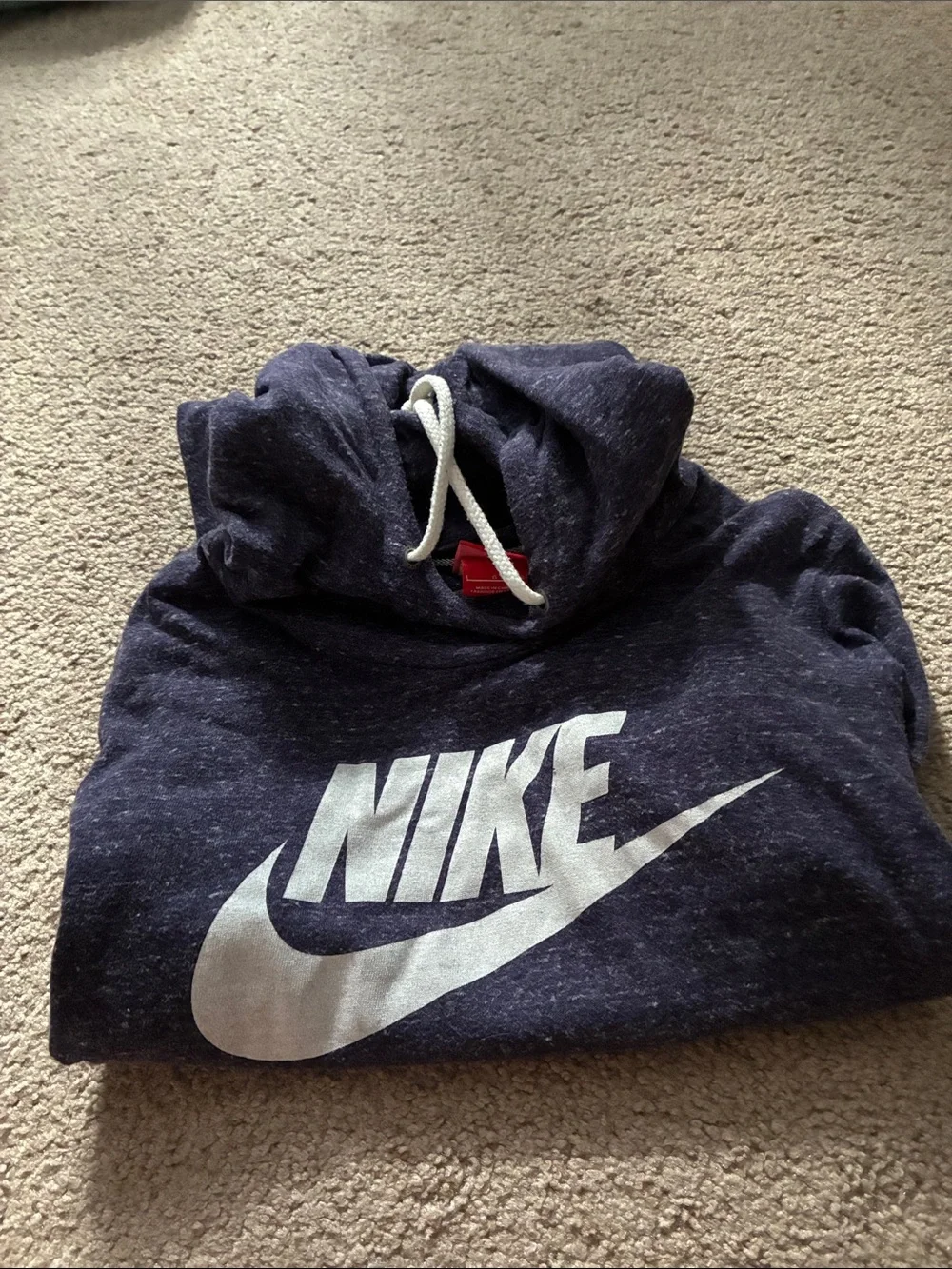 Nike Women's Navy Heather Hoodie with White Swoosh Logo